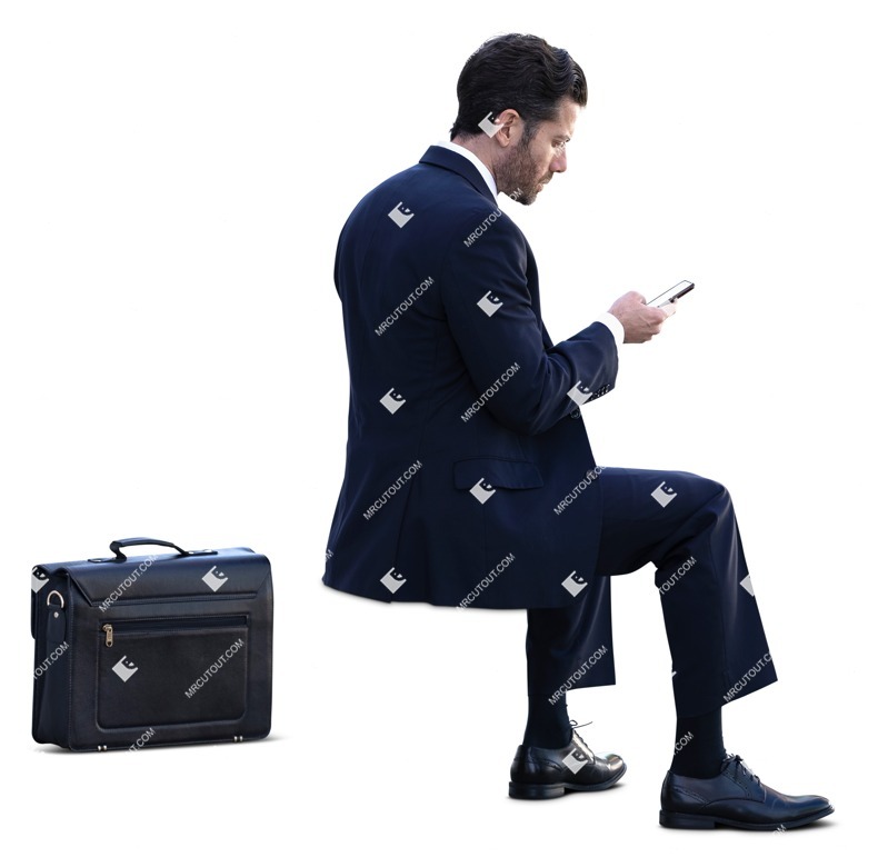 Businessman with a smartphone sitting people png (14724)