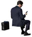 Businessman with a smartphone sitting human png (14637) | MrCutout.com - miniature