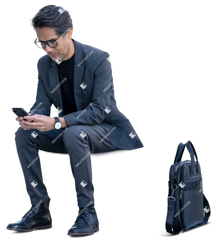 Businessman with a smartphone sitting entourage people (14979)