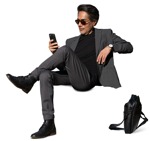 Businessman with a smartphone sitting entourage people (14862) | MrCutout.com - miniature