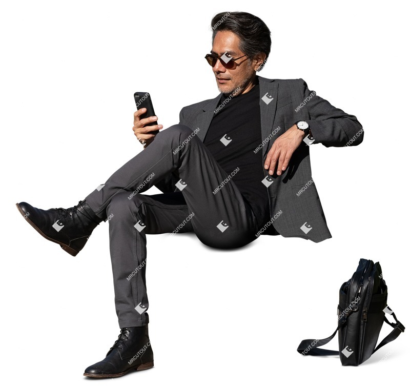 Businessman with a smartphone sitting entourage people (15258)