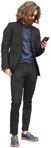 Businessman with a smartphone standing  (3738) - miniature