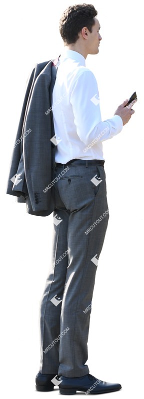 Businessman with a smartphone standing png people (7230)