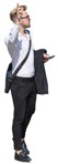 Businessman with a smartphone standing png people (7454) - miniature