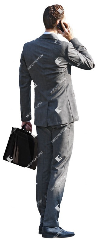 Businessman with a smartphone standing cut out people (7851)