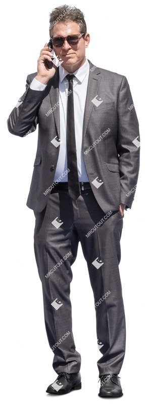 Businessman with a smartphone standing cut out people (15294)