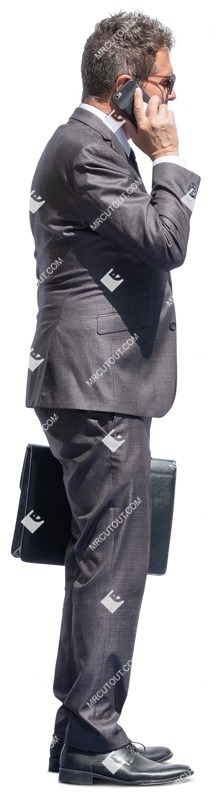 Businessman with a smartphone standing cut out people (15503)