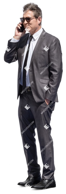 Businessman with a smartphone standing cut out people (15195)
