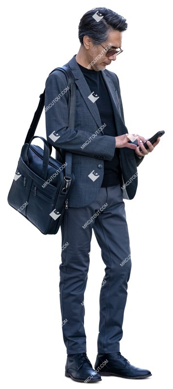 Businessman with a smartphone standing people png (14293)