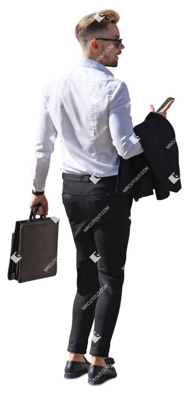 Businessman with a smartphone walking people png (7265)