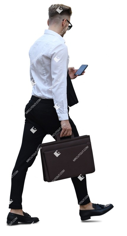 Businessman with a smartphone walking entourage people (7556)