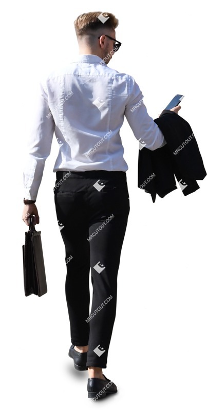 Businessman with a smartphone walking entourage people (7557)