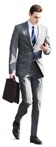Businessman walking looking at his smartphone elegant person png | MrCutout.com - miniature