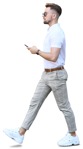 Businessman with a smartphone walking png people (8149) - miniature