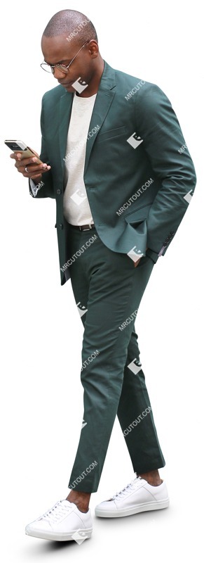 Businessman with a smartphone walking people png (9533)
