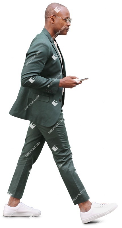Businessman with a smartphone walking human png (8631)