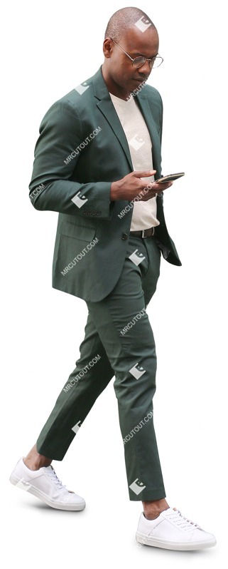 Businessman with a smartphone walking human png (8630)