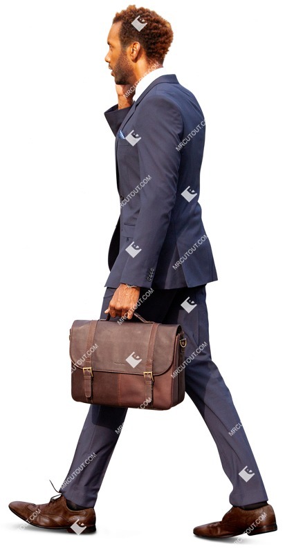 Businessman with a smartphone walking people png (9517)