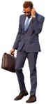 Businessman with a smartphone walking people png (9518) - miniature