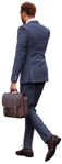 Businessman with a smartphone walking people png (9617) - miniature