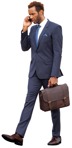 Businessman with a smartphone walking people png (9618) - miniature