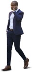 A businessman walking and talking by smartphone with one hand in his pocket - human png - miniature