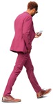 Businessman with a smartphone walking people png (10350) - miniature