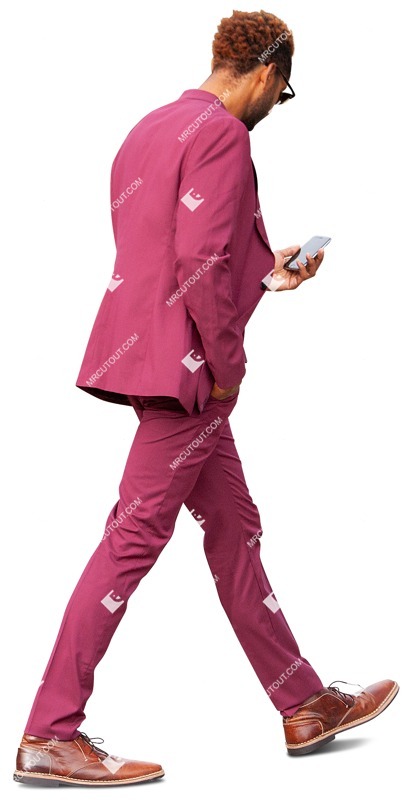 Businessman with a smartphone walking people png (10350)