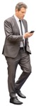 Businessman with a smartphone walking people png (13047) - miniature