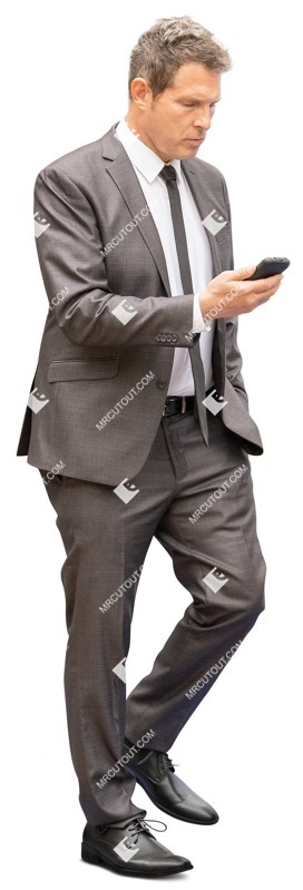 Businessman with a smartphone walking people png (13047)