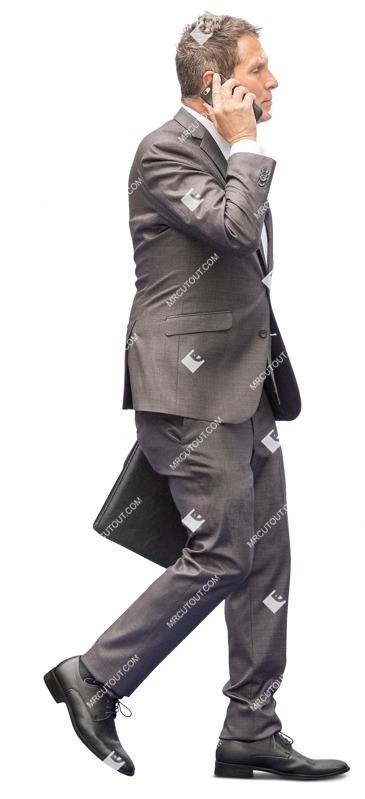 Businessman with a smartphone walking human png (13044)