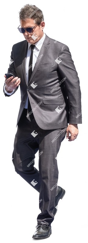 Businessman with a smartphone walking person png (14404)