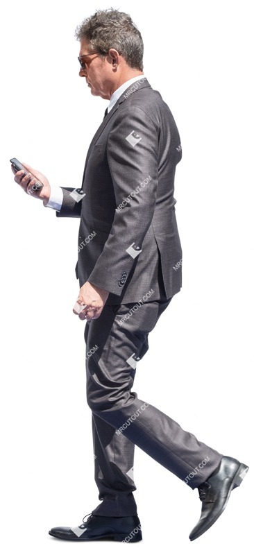 Businessman with a smartphone walking person png (13744)