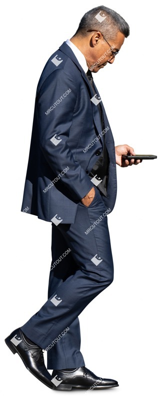 Businessman with a smartphone walking people png (13837)