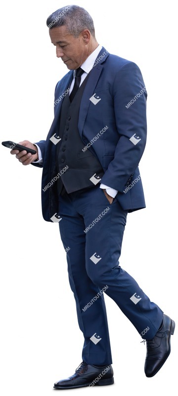 Businessman with a smartphone walking people png (14083)