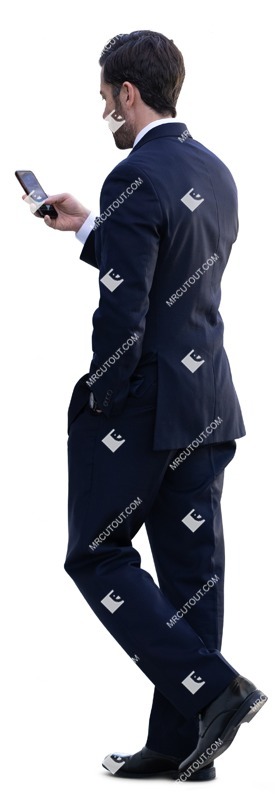 Businessman with a smartphone walking photoshop people (14676)