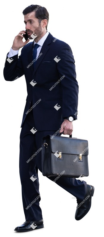 Businessman with a smartphone walking people png (14677)
