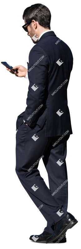Businessman with a smartphone walking people png (12772)