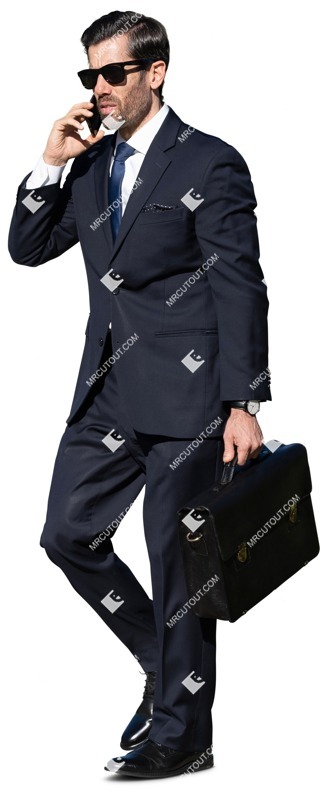 Businessman with a smartphone walking people png (12771)