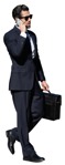 Businessman with a smartphone walking people png (12769) - miniature