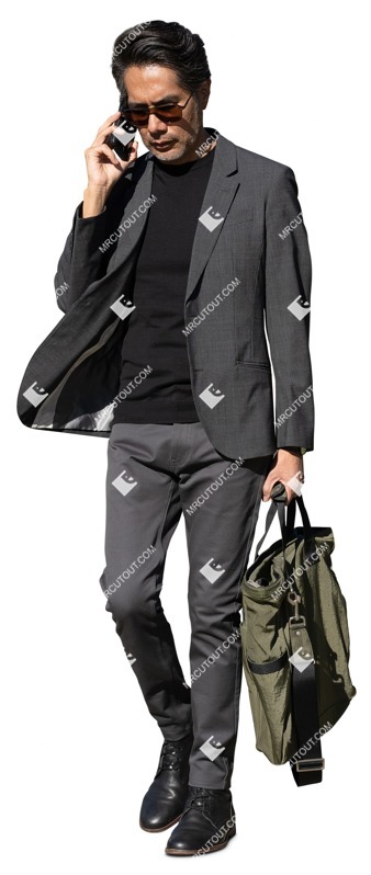 Businessman with a smartphone walking human png (15871)