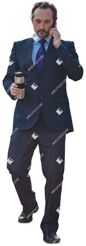 Businessman with a smartphone walking people png (3540)