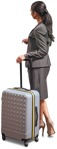 Businesswoman with a baggage standing cut out pictures (5179) - miniature