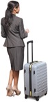 Businesswoman with a baggage standing people png (4425) - miniature