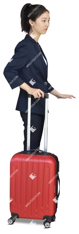 Businesswoman with a baggage standing png people (8077) Businesswoman with a baggage standing png people (8077)