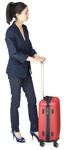 Businesswoman with a baggage standing png people (8253) - miniature