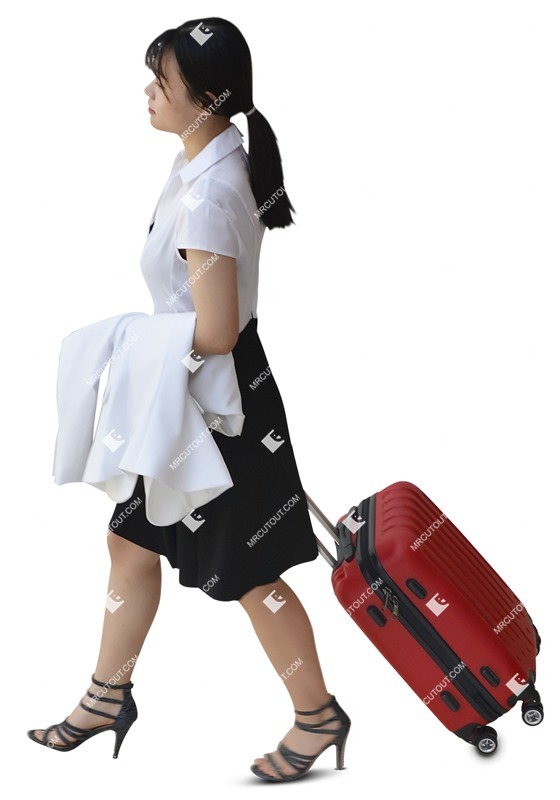 Businesswoman with a baggage walking people png (7716)