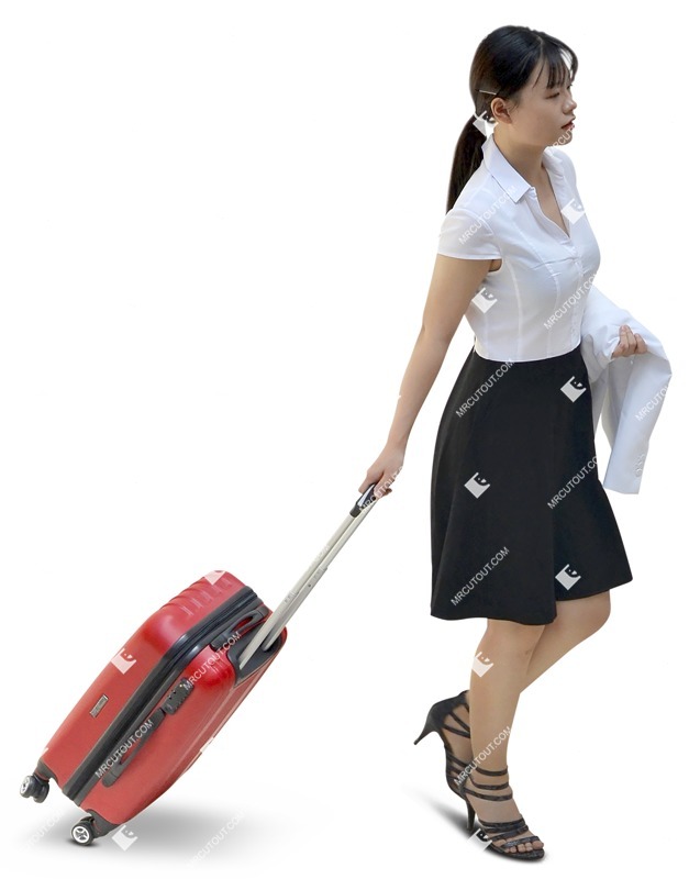 Businesswoman with a baggage walking people png (7890)