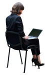 Businesswoman with a computer sitting people png (6290) - miniature