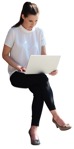 Businesswoman with a computer sitting person png (6463) - miniature
